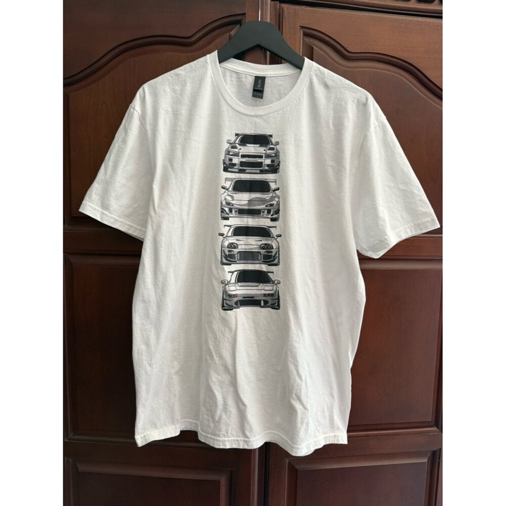 JDM Finest Cars T-Shirt Supra Skyline NSX RX7 White/Black Graphic Tee